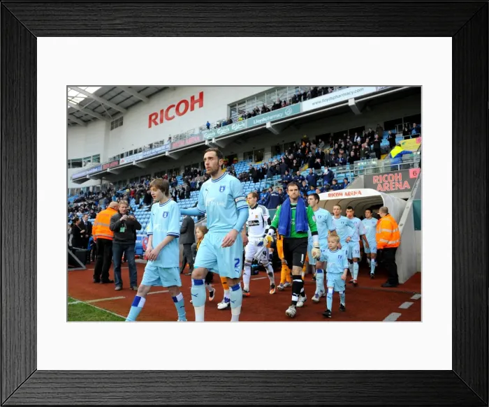Framed Print : Richard Keogh and Coventry City Team Kick-Off against Hull City in Championship Match at Ricoh Arena (10-12-2011) Framed Print : Richard Keogh and Coventry City Team Kick-Off against Hull City in Championship Match at Ricoh Arena (10-12-2011)