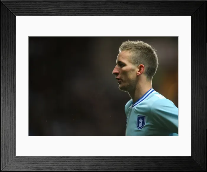 Framed Print : Carl Baker in Action for Coventry City against Hull City (10-12-2011, Ricoh Arena) Framed Print : Carl Baker in Action for Coventry City against Hull City (10-12-2011, Ricoh Arena)