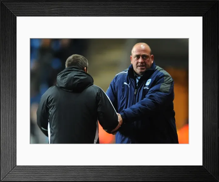 Framed Print : A Sporting Handshake: Thorn and Barmby's Post-Match Reunion at Coventry City vs. Hull City, Championship 2011