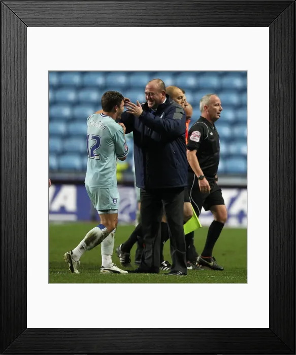 Framed Print : Coventry City FC: Andy Thorn and Gary Deegan Celebrate Championship Win Over Bristol City (December 26, 2011)