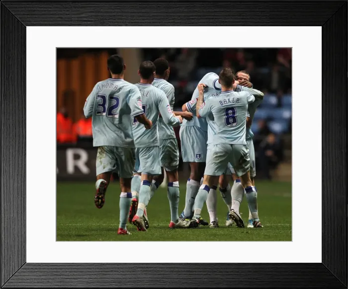 Framed Print : Coventry City: Gary Deegan's Euphoric Goal Celebration vs. Bristol City (Npower Championship, December 26, 2011, Ricoh Arena) Framed Print : Coventry City: Gary Deegan's Euphoric Goal Celebration vs. Bristol City (Npower Championship, December 26, 2011, Ricoh Arena)