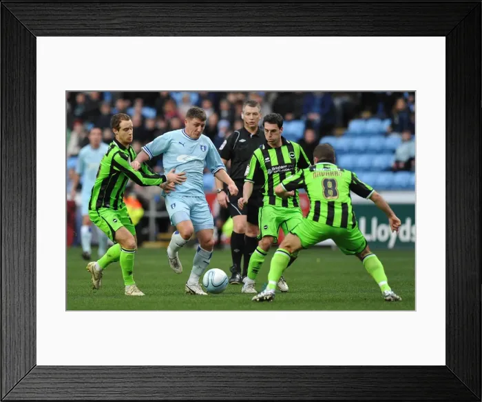 Framed Print : Gary Deegan's Determined Attempt to Penetrate Brighton's Defence in Coventry City vs Brighton Npower Championship Match Framed Print : Gary Deegan's Determined Attempt to Penetrate Brighton's Defence in Coventry City vs Brighton Npower Championship Match