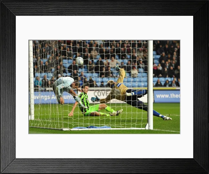Framed Print : Lucas Jutkiewicz Scores Coventry City's Second Goal Against Brighton & Hove Albion in Championship Match (December 2011)
