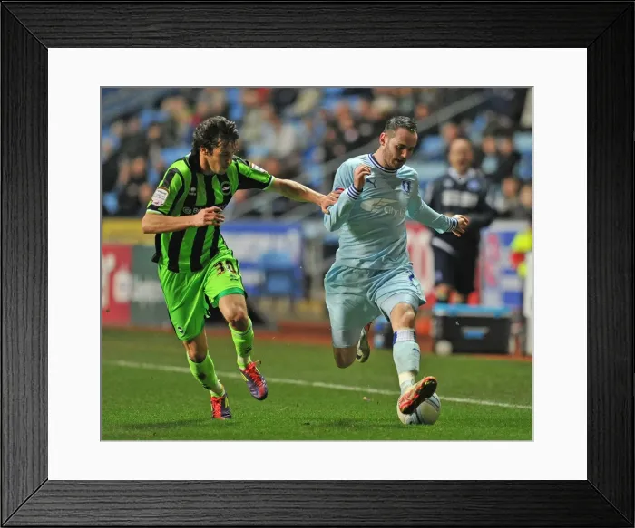 Framed Print : David Bell vs Will Buckley: Coventry City vs Brighton & Hove Albion in Npower Championship Battle
