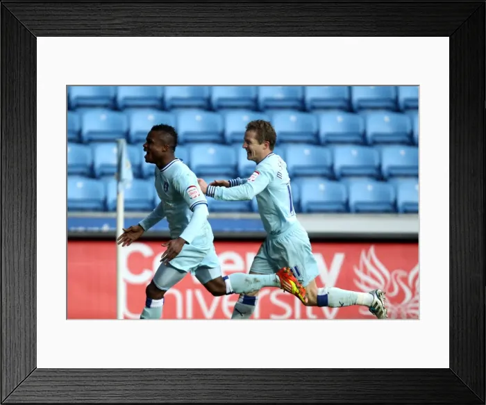 Framed Print : Nimely and McSheffrey's Double Strike: Coventry City's Championship Victory Moment (21-01-2012) Framed Print : Nimely and McSheffrey's Double Strike: Coventry City's Championship Victory Moment (21-01-2012)