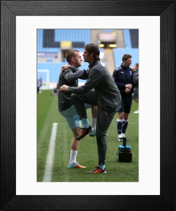 Framed Print : Coventry City FC: Sammy Clingan and Hermann Hreidarsson Stretching During Warm-Up at Ricoh Arena (Npower Championship, 21-01-2012) Framed Print : Coventry City FC: Sammy Clingan and Hermann Hreidarsson Stretching During Warm-Up at Ricoh Arena (Npower Championship, 21-01-2012)