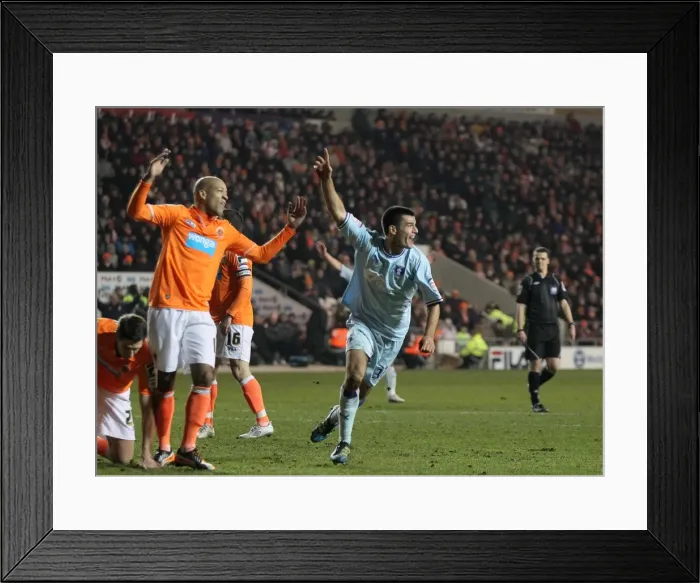 Framed Print : Connor Thomas Scores the Winning Goal: Coventry City's Victory Over Blackpool (Npower Championship, January 31, 2012) Framed Print : Connor Thomas Scores the Winning Goal: Coventry City's Victory Over Blackpool (Npower Championship, January 31, 2012)