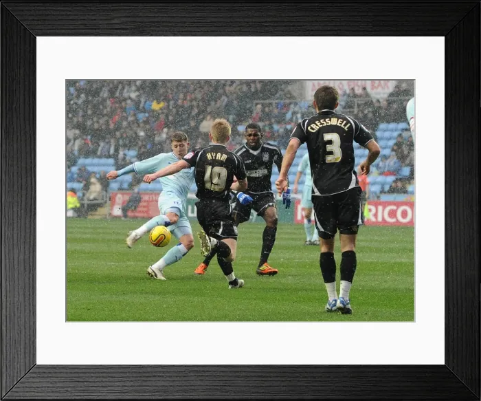 Framed Print : Gary Deegan Scores Coventry City's Second Goal Against Ipswich in Championship Match (04-02-2012, Ricoh Arena) Framed Print : Gary Deegan Scores Coventry City's Second Goal Against Ipswich in Championship Match (04-02-2012, Ricoh Arena)