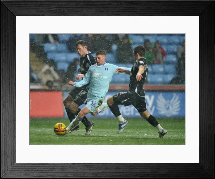 Framed Print : Intense Rivalry: Norwood vs. Drury and Cresswell in Coventry City vs. Ipswich Town Championship Showdown Framed Print : Intense Rivalry: Norwood vs. Drury and Cresswell in Coventry City vs. Ipswich Town Championship Showdown