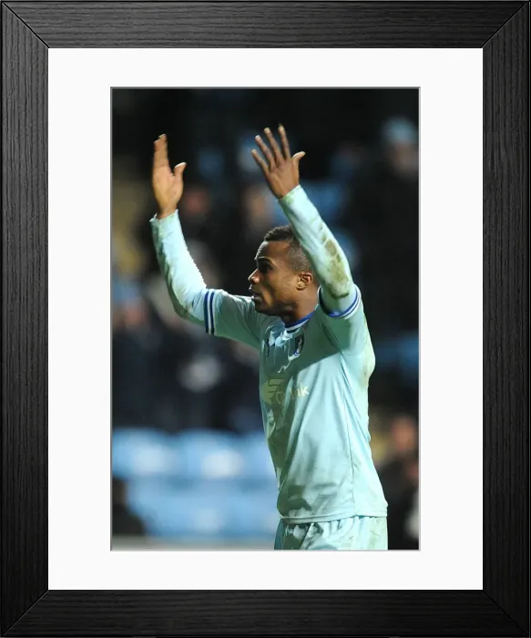 Framed Print : Alex Nimely Ignites Coventry City Fans Passion Before Second Penalty vs Leeds United (February 14, 2012, Ricoh Arena) Framed Print : Alex Nimely Ignites Coventry City Fans Passion Before Second Penalty vs Leeds United (February 14, 2012, Ricoh Arena)