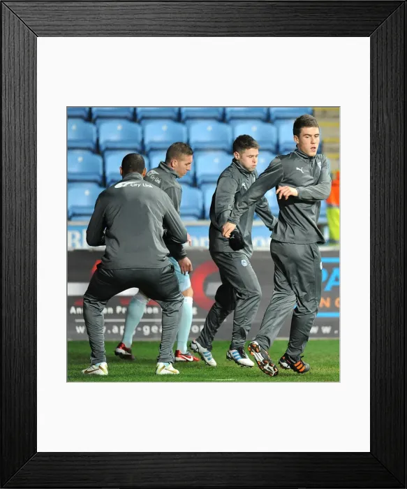Framed Print : Coventry City FC: Joshua Ruffels and Team-Mates Gear Up for Coventry City vs. Leeds United (14-02-2012, Ricoh Arena)