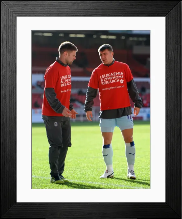 Framed Print : Coventry City FC: Oliver Norwood and Gary Deegan in Pre-Match Warm-Up at Nottingham Forest, Npower Championship (18-02-2012) Framed Print : Coventry City FC: Oliver Norwood and Gary Deegan in Pre-Match Warm-Up at Nottingham Forest, Npower Championship (18-02-2012)