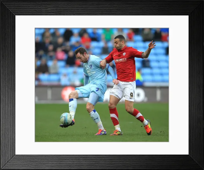 Framed Print : Battle for the Ball: Coventry City vs Barnsley, Npower Championship - Keogh vs Davies (2012)