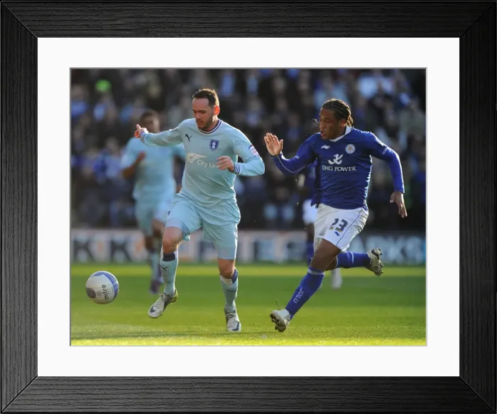 Framed Print : Intense Rivalry: Neil Danns vs. David Bell Clash in Npower Championship Match between Leicester City and Coventry City (03-03-2012) Framed Print : Intense Rivalry: Neil Danns vs. David Bell Clash in Npower Championship Match between Leicester City and Coventry City (03-03-2012)