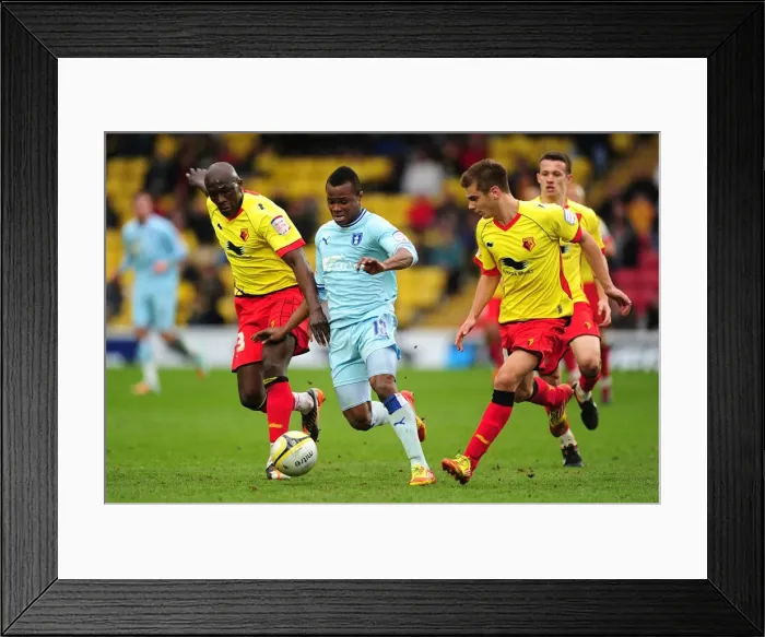 Framed Print : Battle for the Ball: Nimely vs. Kacaniklic - Coventry City vs. Watford, Npower Championship (17-03-2012)