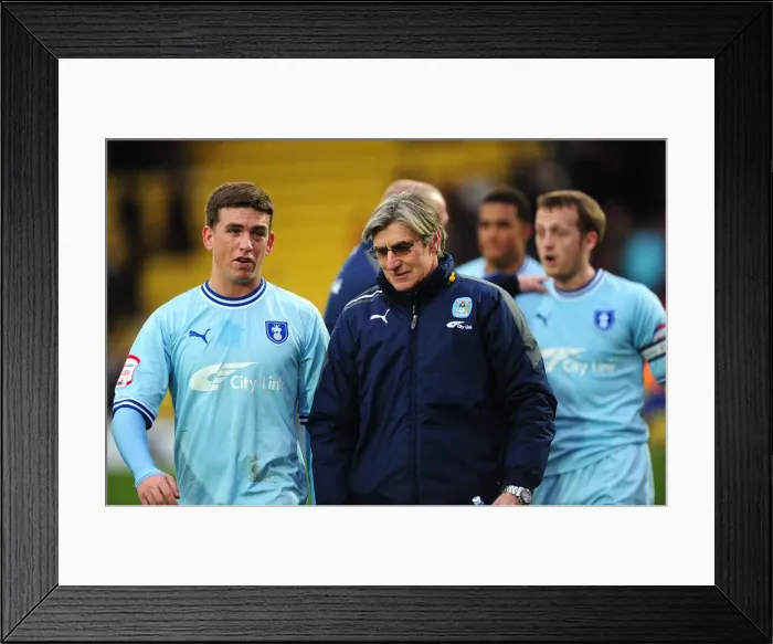 Framed Print : Coventry City FC: Steve Harrison and Cody McDonald Celebrate Championship Victory Over Watford (17-03-2012)