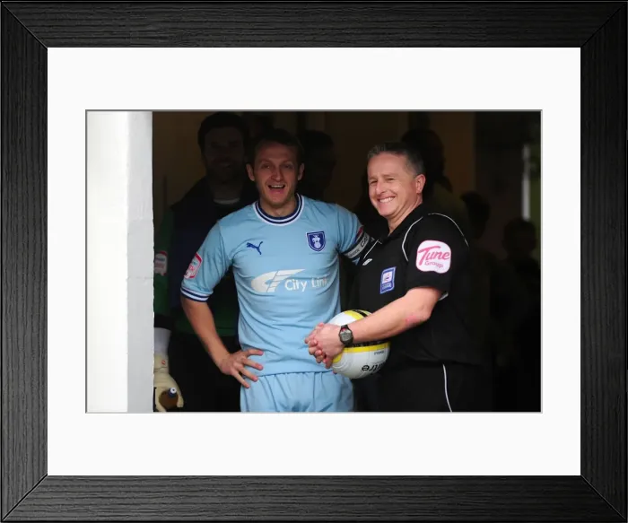 Framed Print : Coventry City FC: Sammy Clingan and Referee Colin Webster Sharing a Light-Hearted Moment in the Tunnel Before the Watford Clash (Npower Championship, 17-03-2012) Framed Print : Coventry City FC: Sammy Clingan and Referee Colin Webster Sharing a Light-Hearted Moment in the Tunnel Before the Watford Clash (Npower Championship, 17-03-2012)