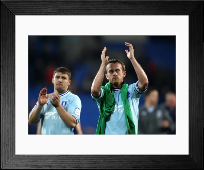 Framed Print : Sammy Clingan's Heartfelt Applause: Coventry City Captain Honors Fans After Npower Championship Match vs. Cardiff City (21-03-2012)