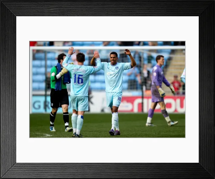 Framed Print : Cyrus Christie and Oliver Norwood: Coventry City's Championship Celebration (24-03-2012 vs Portsmouth) Framed Print : Cyrus Christie and Oliver Norwood: Coventry City's Championship Celebration (24-03-2012 vs Portsmouth)