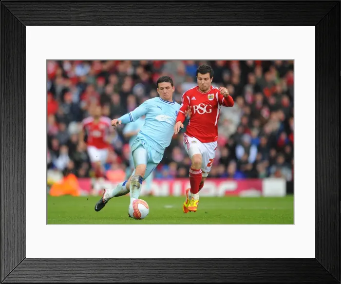 Framed Print : Battle for the Ball: Foster vs. McDonald in Coventry City's Championship Clash at Ashton Gate Framed Print : Battle for the Ball: Foster vs. McDonald in Coventry City's Championship Clash at Ashton Gate