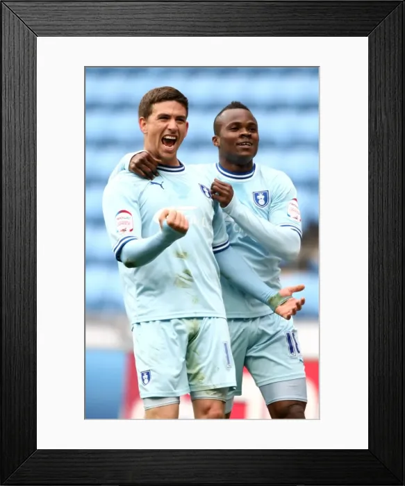 Framed Print : Cody McDonald's Euphoric Moment: First Goal for Coventry City vs. Peterborough United (07-04-2012) Framed Print : Cody McDonald's Euphoric Moment: First Goal for Coventry City vs. Peterborough United (07-04-2012)