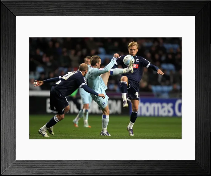 Framed Print : Intense Rivalry: McSheffrey vs. Wright Clash in Coventry City vs. Millwall Championship Showdown Framed Print : Intense Rivalry: McSheffrey vs. Wright Clash in Coventry City vs. Millwall Championship Showdown