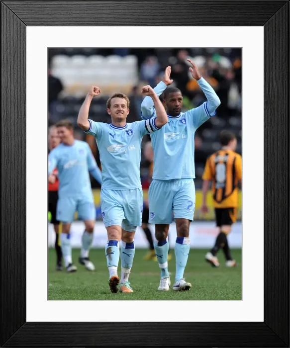 Framed Print : Coventry City FC: Championship Victory Celebration - Sammy Clingan and Clive Platt's Emotional Reaction (31-03-2012 vs. Hull City) Framed Print : Coventry City FC: Championship Victory Celebration - Sammy Clingan and Clive Platt's Emotional Reaction (31-03-2012 vs. Hull City)