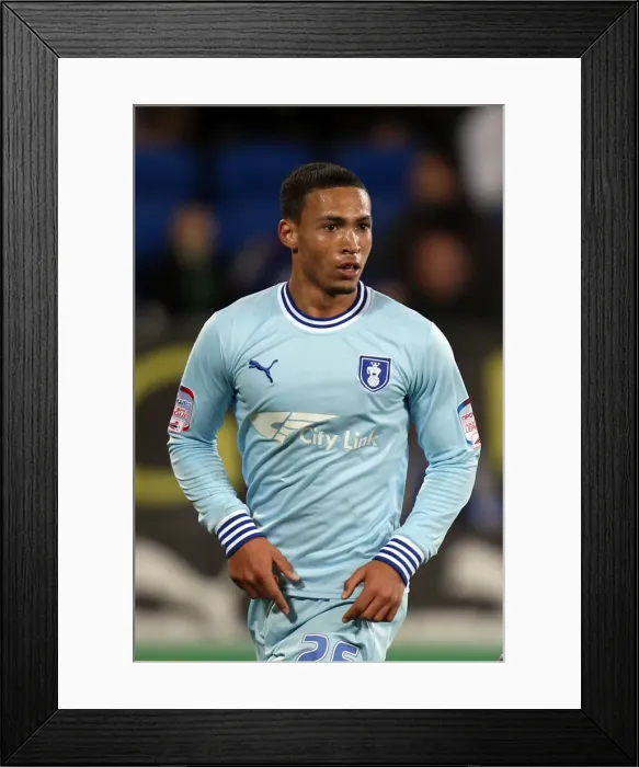Framed Print : Jordan Clarke in Action: Coventry City vs. Cardiff City, Npower Championship (21-03-2012) Framed Print : Jordan Clarke in Action: Coventry City vs. Cardiff City, Npower Championship (21-03-2012)