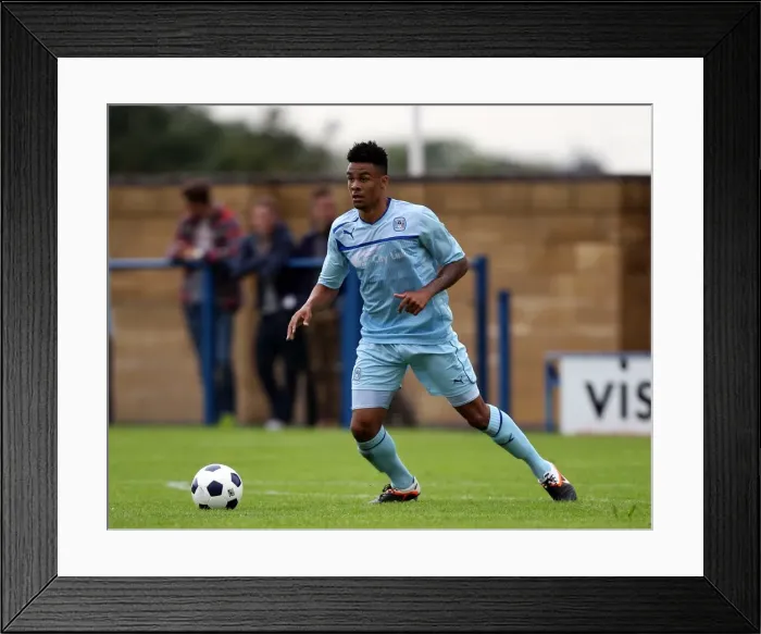 Framed Print : Jordan Willis in Pre-Season Action for Coventry City vs Hinckley United at De Montfort Park