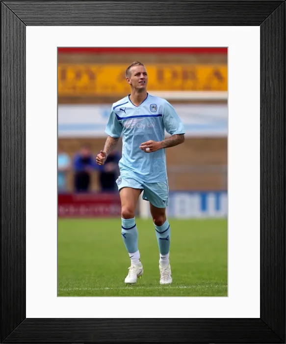Framed Print : Carl Baker in Pre-Season Form: Coventry City vs Hinckley United at De Montfort Park