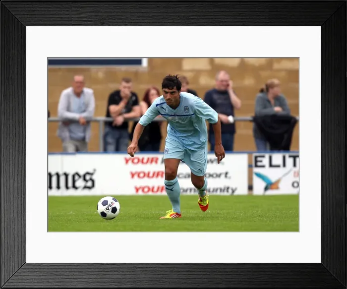Framed Print : Coventry City's Kevin Malaga in Action: Pre-Season Clash Against Hinckley United at De Montfort Park