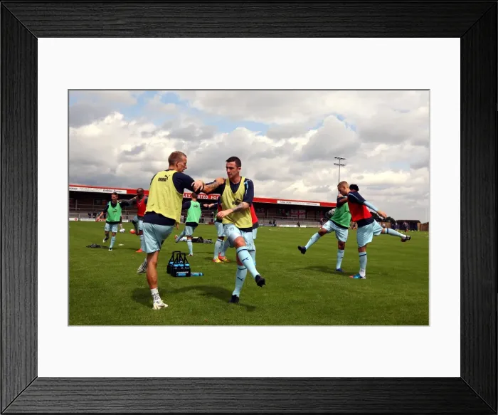 Framed Print : Coventry City FC: Pre-Season Training in Action at De Montfort Park - Warm-Up before Hinckley United Friendly Framed Print : Coventry City FC: Pre-Season Training in Action at De Montfort Park - Warm-Up before Hinckley United Friendly