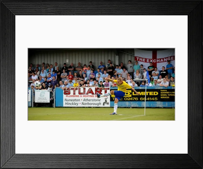 Framed Print : Coventry City's Chris Hussey Takes Corner Kick Amidst Packed Away End (Nuneaton Town vs Coventry City, Pre-Season Friendly) Framed Print : Coventry City's Chris Hussey Takes Corner Kick Amidst Packed Away End (Nuneaton Town vs Coventry City, Pre-Season Friendly)