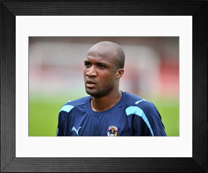Framed Print : William Edjenguele in Action: Coventry City vs Accrington Stanley - Pre-Season Friendly at Crown Ground
