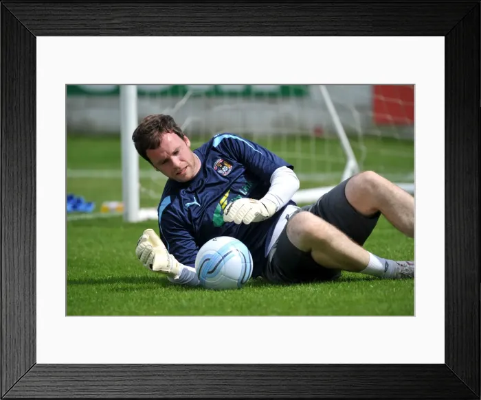 Framed Print : Joe Murphy in Action: Coventry City's Goalkeeper vs Accrington Stanley (Pre-Season Friendly)