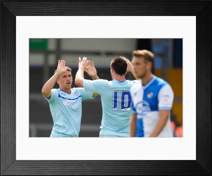 Framed Print : Cody McDonald Scores the Opener for Coventry City against Bristol Rovers