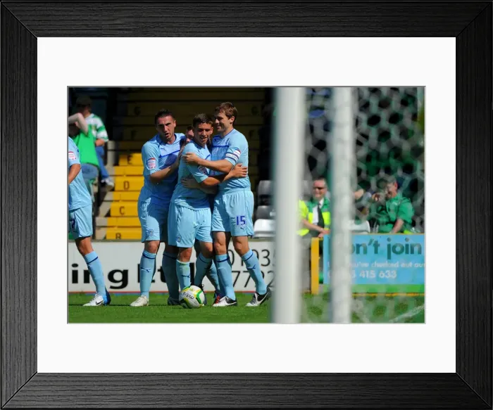 Framed Print : Coventry City's Cody McDonald Scores the Winning Goal Against Yeovil Town at Huish Park (18-08-2012) Framed Print : Coventry City's Cody McDonald Scores the Winning Goal Against Yeovil Town at Huish Park (18-08-2012)