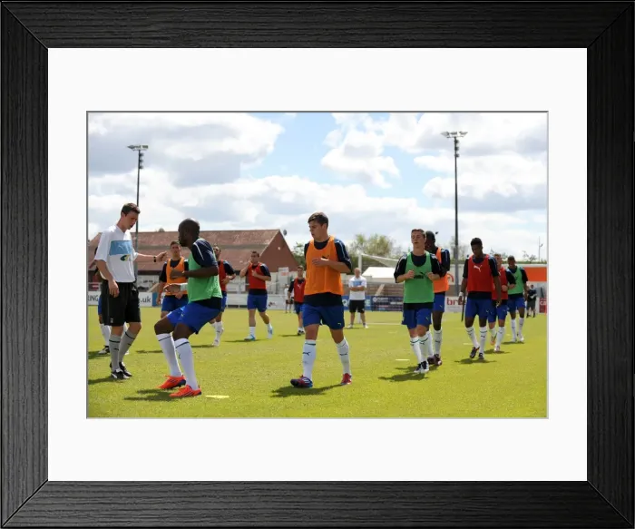Framed Print : Coventry City FC: Assistant Physio Sam Heathcote Conducts Pre-Season Warm-Up at Nuneaton Town Framed Print : Coventry City FC: Assistant Physio Sam Heathcote Conducts Pre-Season Warm-Up at Nuneaton Town
