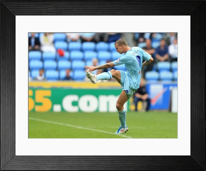 Framed Print : Carl Baker Scores the Decisive Goal: Coventry City's Victory in Npower League One against Bury (August 25, 2012 - Ricoh Arena)