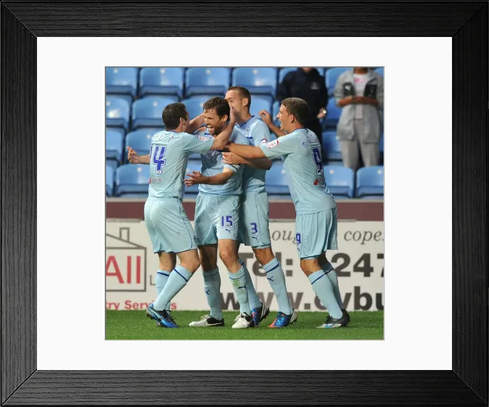 Framed Print : Kevin Kilbane's Double: Coventry City's Victory Celebration vs. Birmingham City in Capital One Cup Framed Print : Kevin Kilbane's Double: Coventry City's Victory Celebration vs. Birmingham City in Capital One Cup