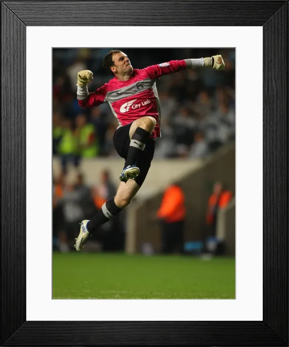 Framed Print : Coventry City FC's Joe Murphy: Celebrating the Shocking Upset Win Over Birmingham City in the Capital One Cup (28-08-2012)