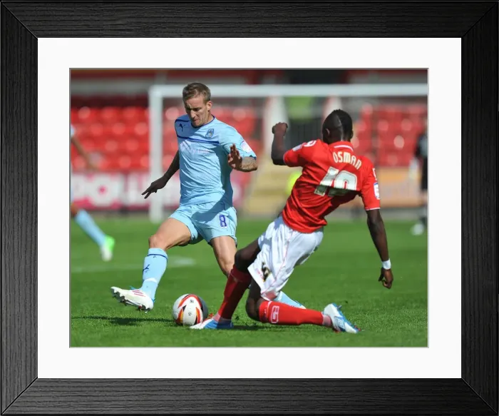 Framed Print : Intense Rivalry: Carl Baker vs Abdul Osman in Coventry City's Npower League One Clash at Crewe Alexandra (September 1, 2012) Framed Print : Intense Rivalry: Carl Baker vs Abdul Osman in Coventry City's Npower League One Clash at Crewe Alexandra (September 1, 2012)