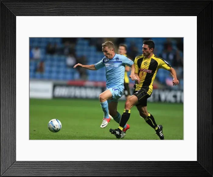 Framed Print : Clash of the Titans: McSheffrey vs. Corbett in the Johnstones Paint Trophy Northern Final at Ricoh Arena (Coventry City vs. Burton Albion, September 4, 2012) Framed Print : Clash of the Titans: McSheffrey vs. Corbett in the Johnstones Paint Trophy Northern Final at Ricoh Arena (Coventry City vs. Burton Albion, September 4, 2012)