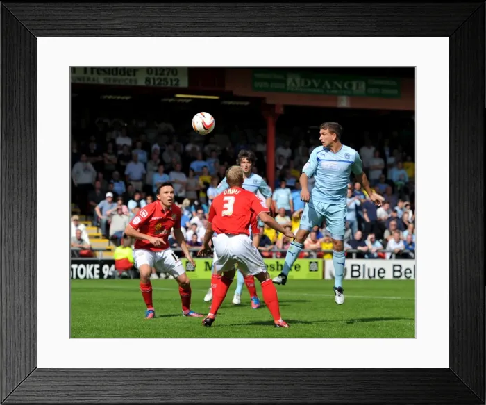 Framed Print : Cody McDonald's Headed Attempt vs. Crewe Alexandra: Coventry City's Striker Tries to Score (Npower League One, Gresty Road) Framed Print : Cody McDonald's Headed Attempt vs. Crewe Alexandra: Coventry City's Striker Tries to Score (Npower League One, Gresty Road)