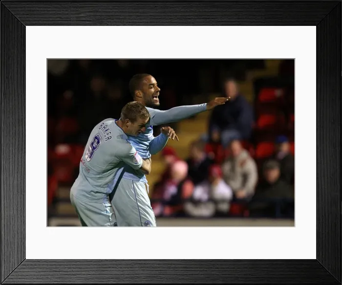 Framed Print : David McGoldrick's Historic Goal: Coventry City's First in Johnstones Paint Trophy vs York City Framed Print : David McGoldrick's Historic Goal: Coventry City's First in Johnstones Paint Trophy vs York City