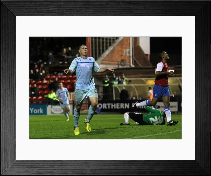 Framed Print : Callum Ball Scores Second Goal for Coventry City in Johnstones Paint Trophy Match against York City