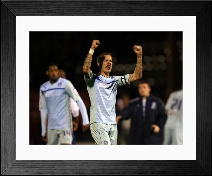 Framed Print : Carl Baker's Triumph: Coventry City's Johnstone's Paint Trophy Victory over York City Framed Print : Carl Baker's Triumph: Coventry City's Johnstone's Paint Trophy Victory over York City