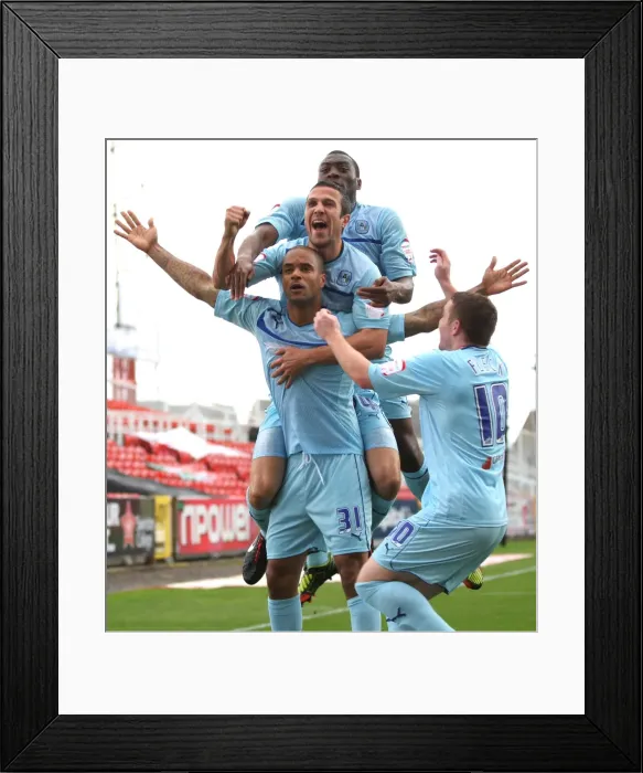 Framed Print : Coventry City's David McGoldrick Scores Opening Goal at Swindon Town's County Ground (Npower League One) Framed Print : Coventry City's David McGoldrick Scores Opening Goal at Swindon Town's County Ground (Npower League One)