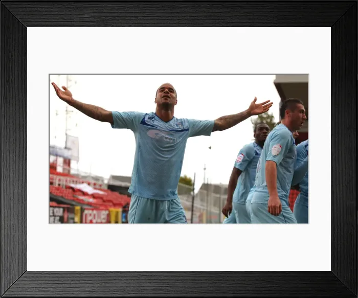 Framed Print : David McGoldrick's Thrilling Goal: Coventry City's Upset of Swindon Town in Football League One (2012) Framed Print : David McGoldrick's Thrilling Goal: Coventry City's Upset of Swindon Town in Football League One (2012)