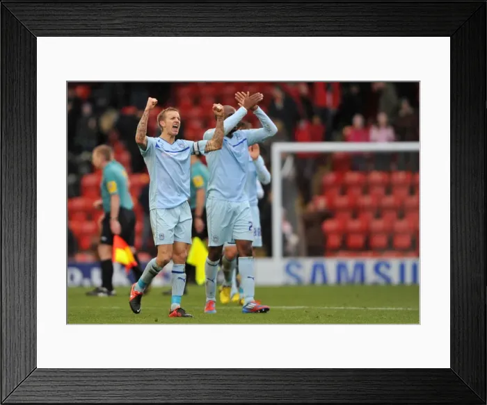 Framed Print : Carl Baker's Euphoric Goal Celebration: Coventry City's Triumph at Leyton Orient (Npower League One, 2012)